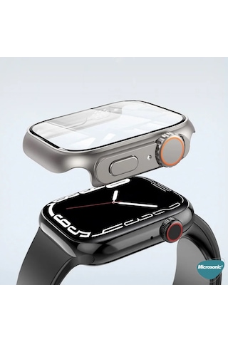 Microsonic Apple Uyumlu Watch SE 2022 44mm Kılıf Ultra Dönüştürücü Ekran Koruyucu Kasa