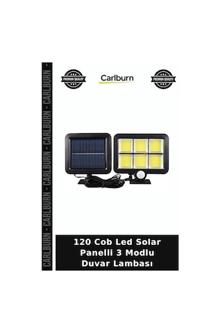 Özel Üretim Dış Mekan Güneş Enerjili 120 Cob Led Solar Panelli 3 Modlu Duvar Lambası