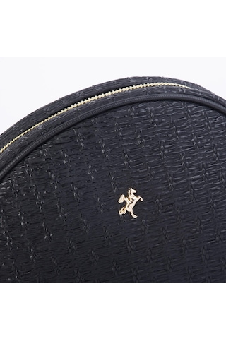 Nas Bag Kadın Mini Çapraz Hasır Görünümlü Çanta Siyah Hasır 21x16x8 Cm Siyah