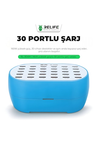 Relıfe Rl-304m 160w Yüksek Güç 30 Port Akıllı Endüstriyel Şarj İstasyonu Telefon/tablet
