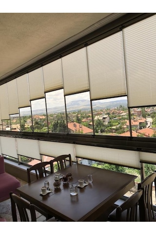 A.kahve 09-09 Plise Perde - Katlanır Cam Balkon Perdesi Açıkkahve