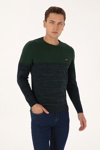 U.S. Polo Assn. Erkek Slim Fit Bisiklet Yaka Koyu Yeşil Kazak 50314970-VR079