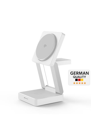 Woyax Wireless Qı2 Kablosuz Şarj Standı Katlanabilir Apple Uyumlu iPhone-iwatch-AirPods Uyumlu 15w Hızlı Telefon Kulaklık Saat 3in1 Beyaz