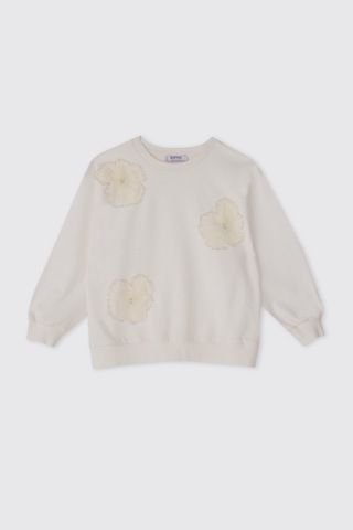 Panço Kız Çocuk Ekru Sweatshirt Krem