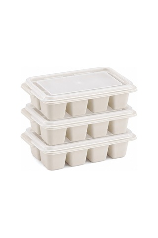 Kapaklı Plastik 3'lü Mini Küp Buzluk Sarı