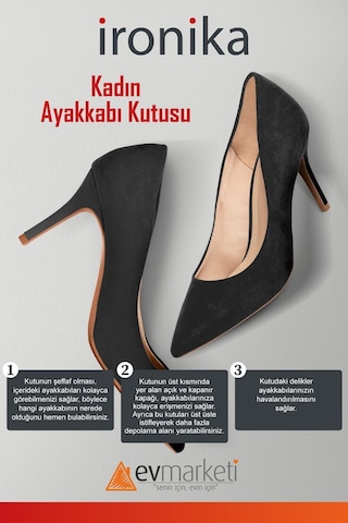 İronika 10 Adet Kadın Ayakkabı Kutusu Şeffaf Ayakkabı İstifleme Saklama Kutusu