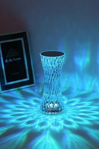 Thentech Masaüstü Şarjlı Dokunmatik Kristal Görünümlü Led Işık 16 Renkli Dekoratif Led Romantik Anlar Işığı Beyaz