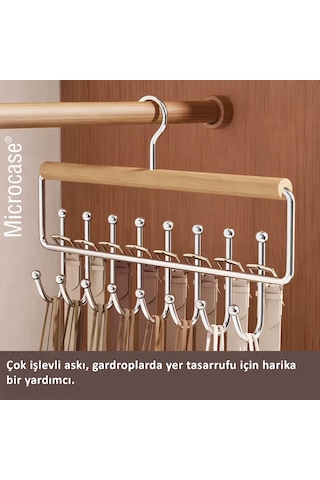 Microcase Çok Amaçlı 360 Derece Dönen Kancalı 16 Başlıklı Metal Elbise Ve Şapka Askılığı 1 Adet Al5708 Gümüş Gri