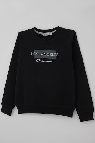Breeze Erkek Çocuk Sweatshirt Los Angeles Yazı Baskılı 8-14 Yaş, Siyah Siyah
