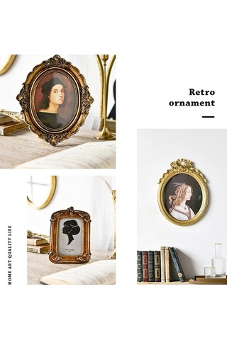 Tongxida Retro Ahşap Ev Dekor Çerçeveleri, 6 İnç Oval