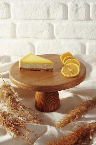 Nishev Ahşap Yuvarlak Ayaklı Pasta Sunum Servis Tabağı Ahşap