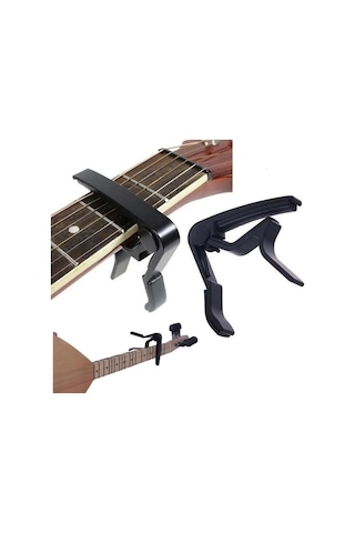 Erga Müzik Gitar Ve Bağlama Için Metal Kapo Kelepçe - Siyah Cap