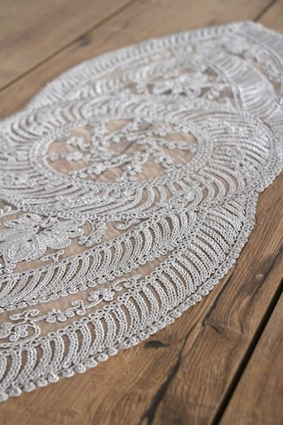 Dantel Kordon Örme Detay Masa Runner Fiskos Örtüsü 100x35 Cm 1006-ortayvrlk 001