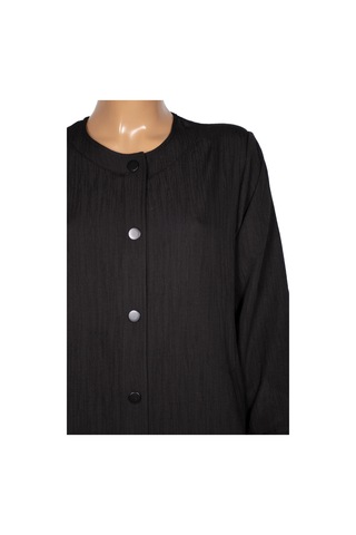 Hesna Kadın Luna Büyük Beden Kırışık Efektli Çıtçıtlı Siyah Kap Ceket Siyah