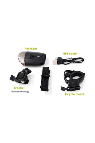 Forte Gt Superl Lava 300Lm Bisiklet Ön Işık Usb Kask Ve Gidon Far Siyah