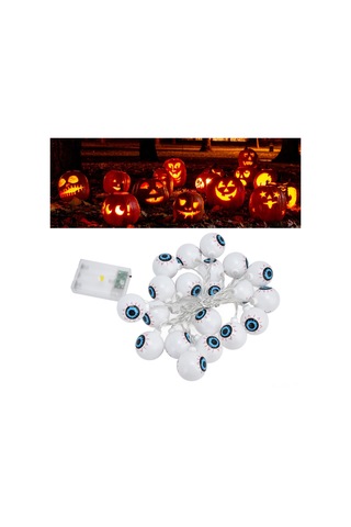 Lemestar Halloween Ghost Eye Led Işık Zinciri 3m 20led, Sabit+yanıp-sönen Mod, İç/harici Korkunç Parti Dekorasyonu, Pil İle Çalışır Pil Dahil Değil Diğer
