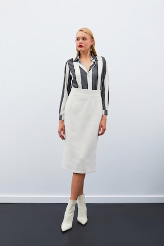 Sateen Midi Boy Tüvit Etek - Taş-135028 Taş