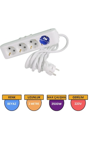 Viko 90113402 Multi-Let Topraklı Çocuk Korumalı Grup Priz 4'lü2 M Beyaz