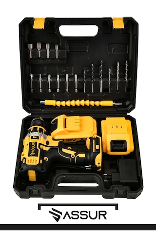 Assur ASR237 12V Çift Akü Darbeli Akülü Vidalama Sarı