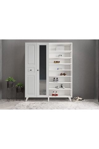 Nossa Membran 4 Kapaklı Portmanto Montaj Dahil Beyaz 140 Cm