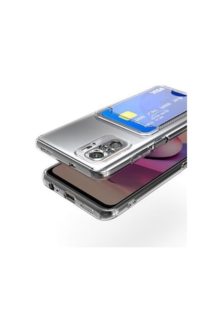 Xiaomi Poco M5s İle Uyumlu Kılıf Kartlıklı Kartvizitli Şeffaf Telefon Kılıfı Kapak