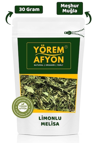 Yörem Afyon Meşhur Muğla Yeni Mahsul Güneşte Kurutulmuş Yaprak Limonlu Melisa Arı Otu 30gr.