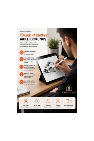 Kalemhane Şarjlı Smart Stylus Pen Akıllı Stylus Kalem