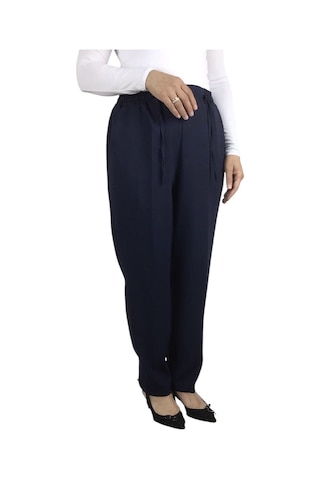 Kadın Beli Lastikli Boru Paça Pantolon Lacivert