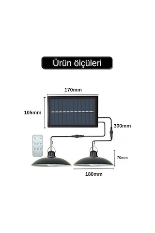 Solar 2 Ledli Ip65 Su Geçirmez Sarkıt Bahçe Aydınlatma Güneş Enerjili Kumandalı Led Işık
