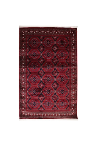 Nakış Serisi Kırmızı Zeminli Geometrik Motifli Şık Salon Halısı Af316 Red Çok Renkli
