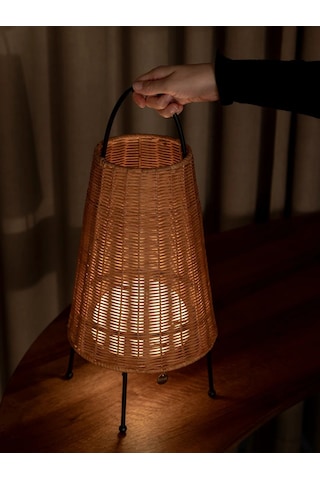 Porti Braided Doğal Rattan Şarjlı Lamba Dimlenebilir Led Ve Dokunmatik Kontrol Diğer