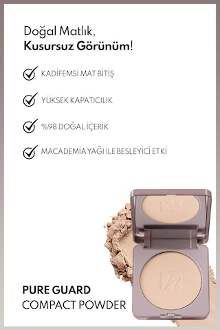 Pureguard Compact Powder100 Soft Ivory Mat Bitişli Fırınlanmış Toz Pudra