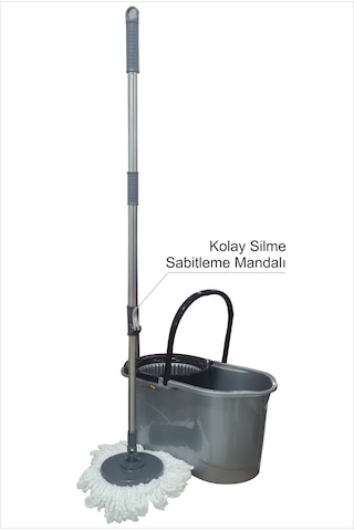 Büyük 19 Lt. Mikrofiber Döner Başlıklı Otomatik Kendinden Sıkmalı Yassı Tekerlekli Mop Mob Temizlik Seti Paspas Takımı Uzun Döner Hareketli Başlıklı Saplı