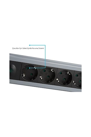 Ayrex Spgks03 1.5m 3g1.5mm2 900 Joule 3lü Akım Kor. Gri Priz Çoklayıcı Genel