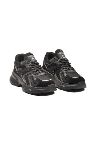 Siyah Bağcıklı Kalın Taban Hafif Kadın Sneaker 2318 G Siyah