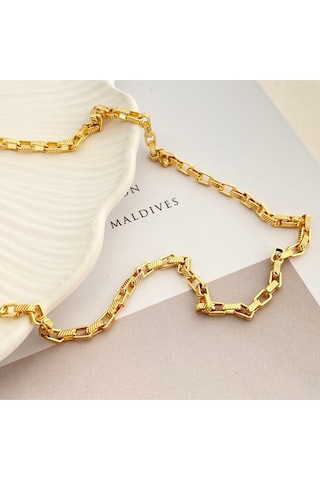 Küp Zincir Kolye Pirinç Gold 45+5cm Gold