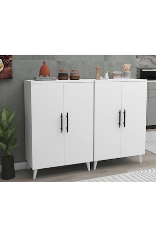 Reyo Home Enda 6 Raflı 4 Kapaklı Çok Amaçlı Dolap Beyaz