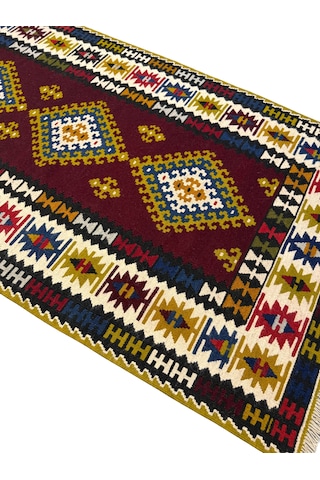 El Dokuma Sıfır Yahyalı Kilim 110x200 Kök Boya %100 Yün Yolluk Kilim Renkli