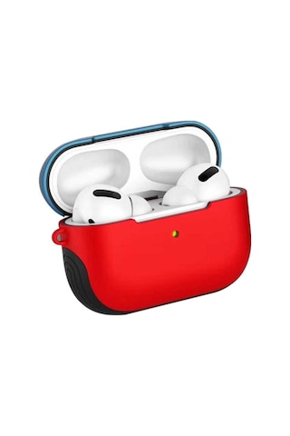Apple AirPods Uyumlu Pro Kılıf Zore Shockproof Silikon Kırmızı-mavi
