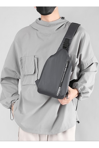 Erkekler İçin Şık Ve Pratik Su Geçirmez Çapraz Omuz Çantası - Çok Fonksiyonlu Küçük Göğüs Çantası, Günlük Kullanım İçin Rahat Ve Dayanıklı Sırt Çantası Gri