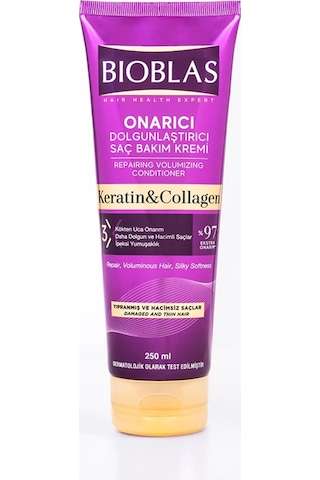 Bioblas Keratin Kolajen Saç Bakım Kremi 250 Ml - Onarıcı, Dolgunlaştırıcı, Kolay Tarama
