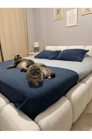 Most Oktagon Bazalı Karyola 180x200 Beyaz Bukle Kumaş İşbir Kuştüyü Sünger
