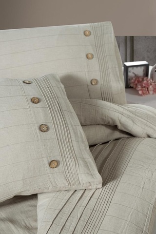 Luoca Patisca Linen Çift Kişilik Nevresim Takımı Bej Bej