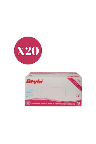Beybi Lateks Pudrasız Muayene Eldiveni 100'lü x 20 Adet Beyaz S