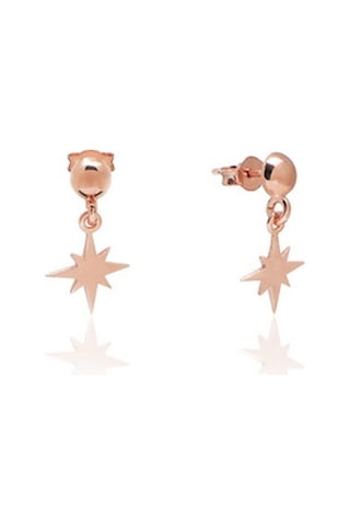 Taşsız Rose Altın Kaplama Sallantılı Kutup Yıldızı Gümüş Küpe