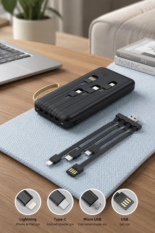 Güç Kaynağı Tablet Bataryası Taşınabilir Batarya 20000 Mah Ledli 4 Çıkışlı Powerbank Çok Renkli