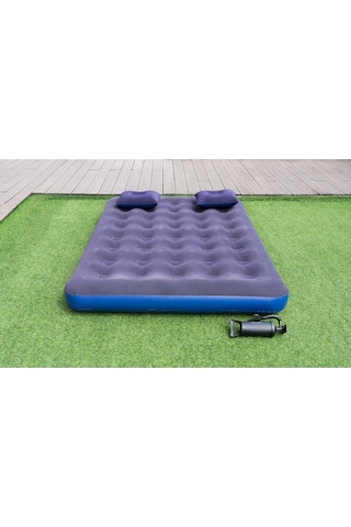 Walke Double Çift Kişilik Şişme Yatak Seti (2 Yastık + Pompa Dahil) 191x137x22 CM - 2200 Lacivert