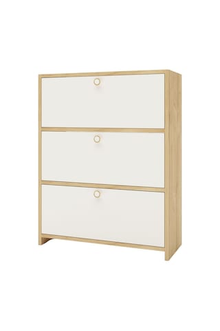 Floradesign Flora 3 Kpaklı Ayakabı Dolabı Ayakkabılık - Çok Amaçlı Dolap Meşe / Beyaz Meşe - Beyaz