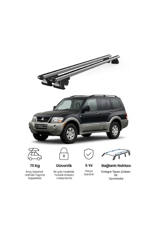 Venüs Mitsubishi Montero 1999-2006 Uyumlu Gri Ara Atkı Port Bagaj Tavan Barı