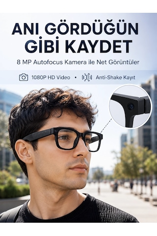 3 Lensli Akıllı Kamera Gözlüğü Aı Görüntü Tanıma Çoklu Dil Çeviri 32 Gb Hafıza Wifi Ve Hızlı Şarj Özell